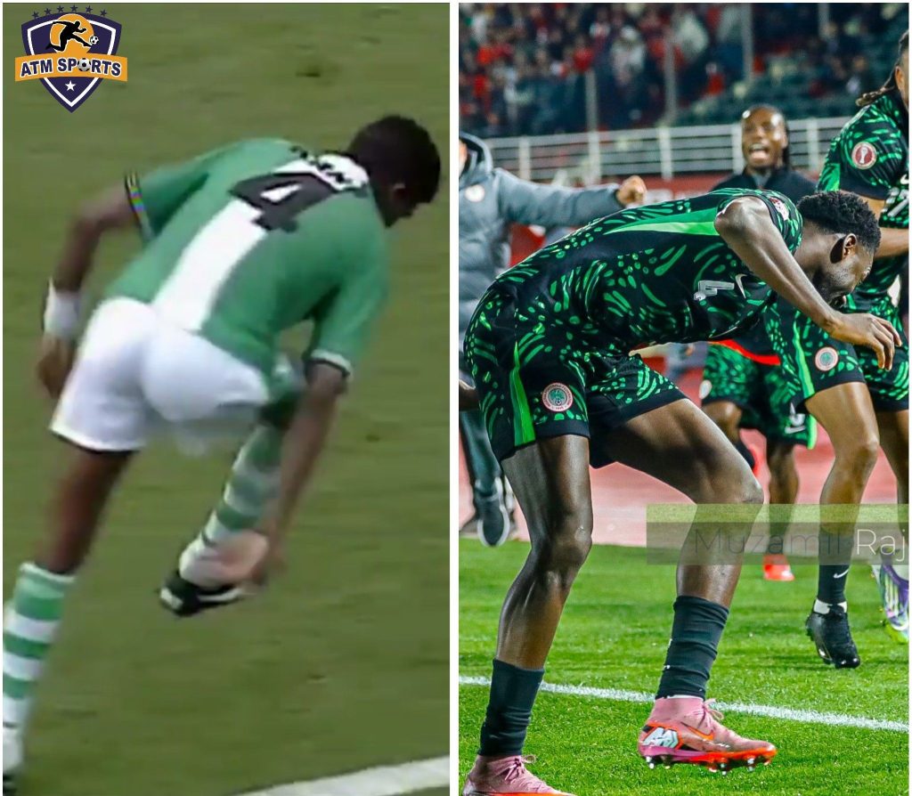 Wilfred Ndidi Recreates Kanu Nwankwo’s Iconic Atlanta ’96 Celebration After First Super Eagles Goal - Photo Credit : Super Eagles, X