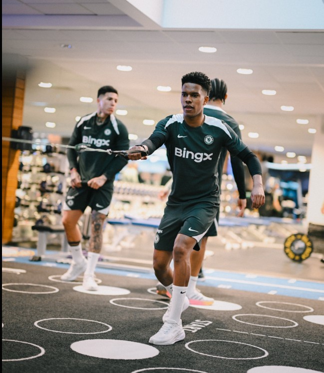 Willian Estevao hits the gym. (Photo Credit: Chelsea Media).