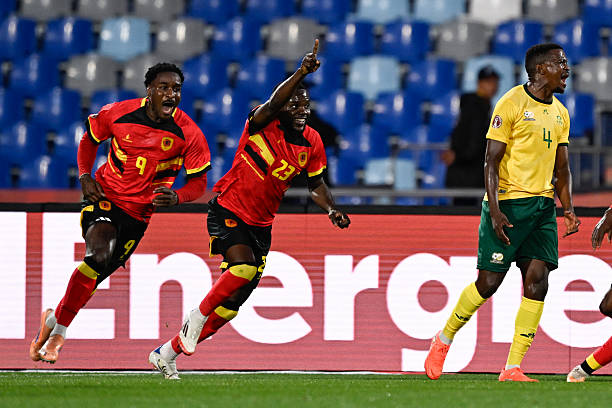 Angola Player Show Celebrates after scoring the equalizer for Angola (Photo Credit: CAF Media)