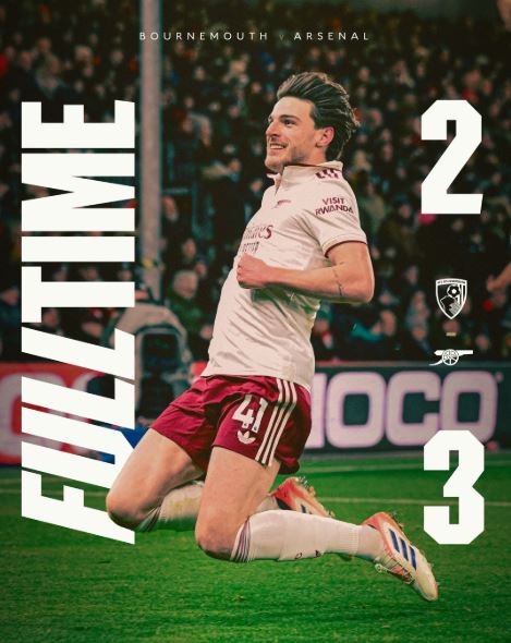 Declan Rice celebrates. (Photo Credit: Arsenal Media).