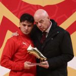 Ibrahim Diaz and FIFA president Gianni Infantino. (Photo Credit: Fabrizio Romano Media).