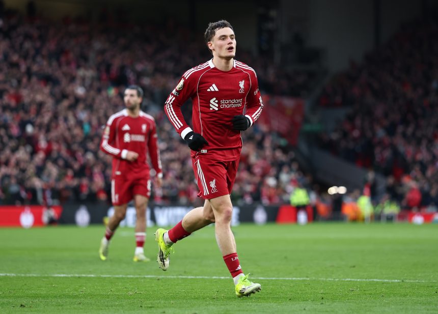 Florian Wirtz after scoring for Liverpool (Photo Credit: Liverpool via X)