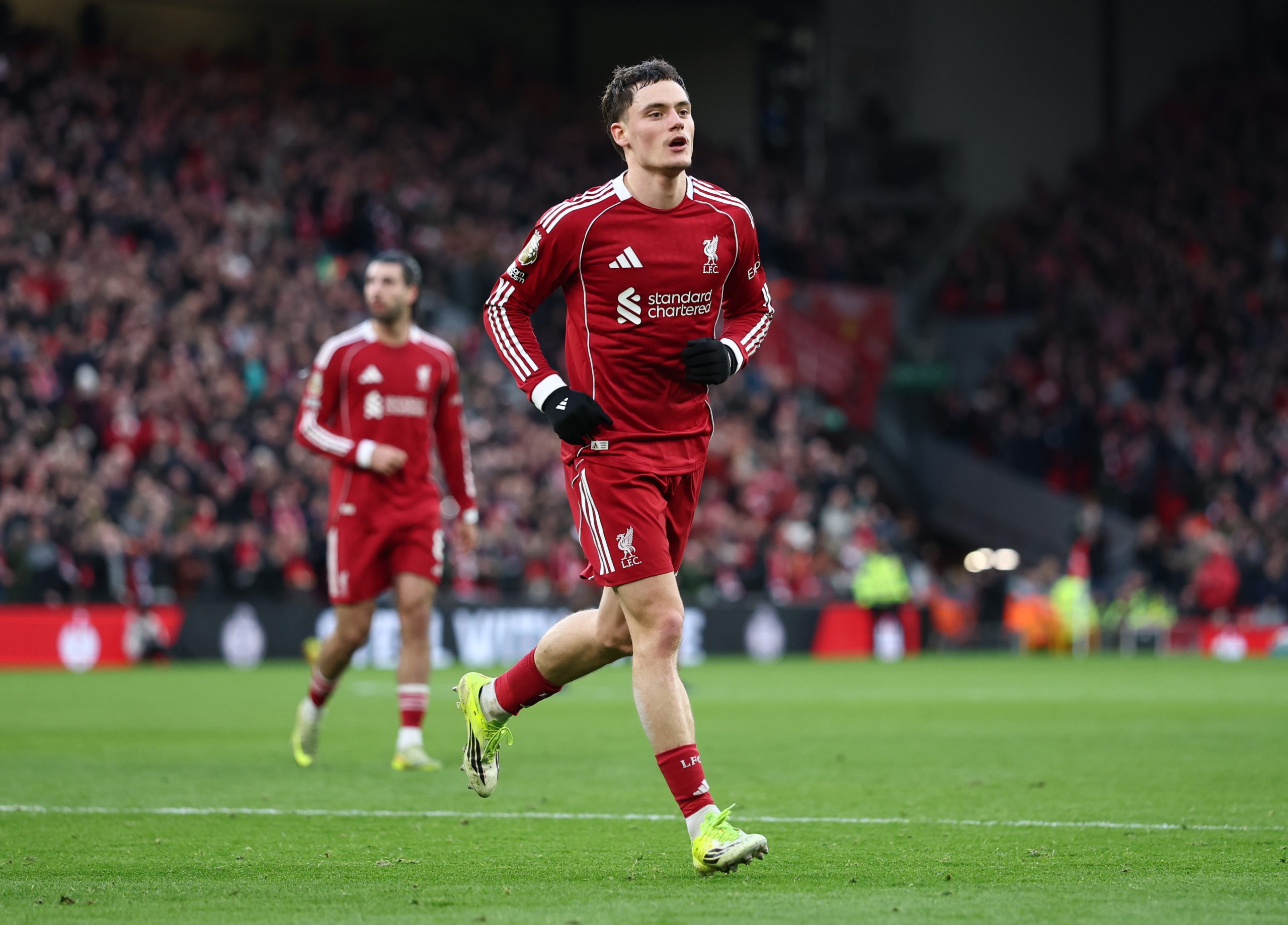 Florian Wirtz after scoring for Liverpool (Photo Credit: Liverpool via X)