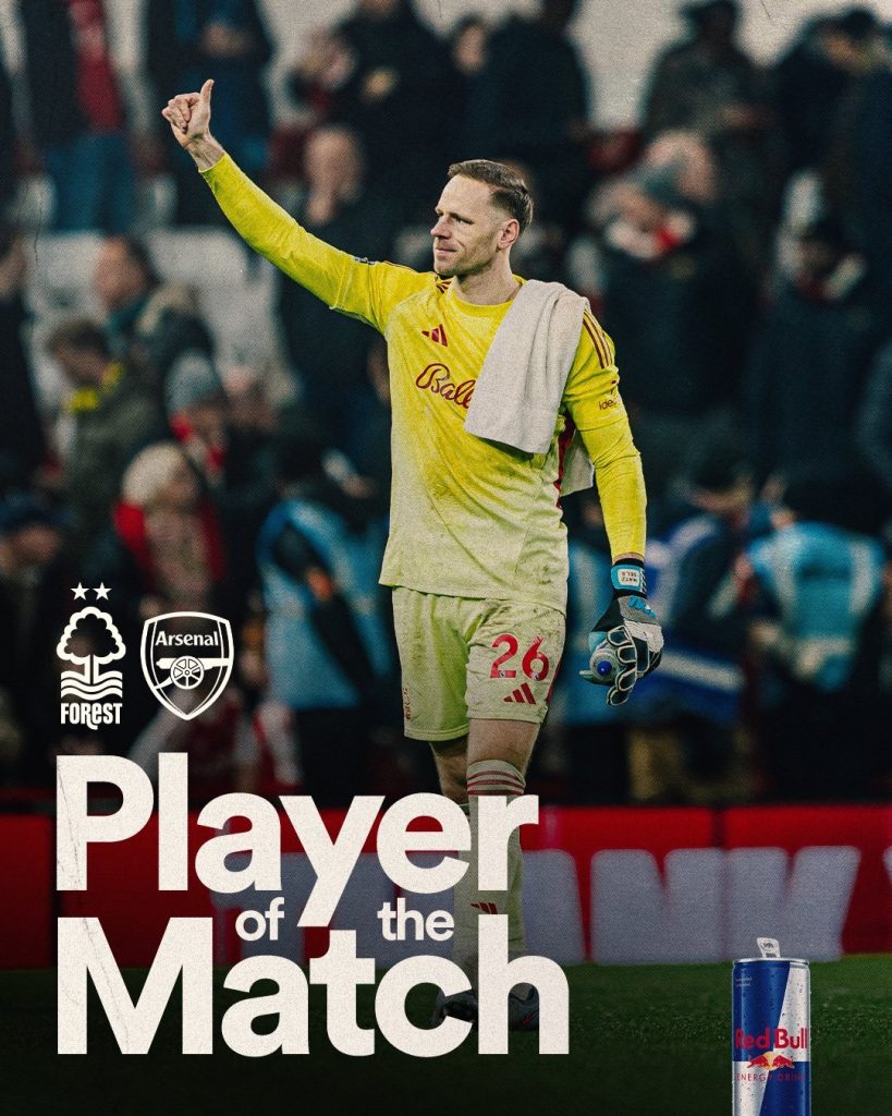 Matz Selz Player of the game (Photo Credit: Nottingham forest via X)