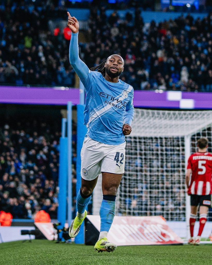 Antonnie Semenyo after scoring (Photo Credit: Manchester city X handle)