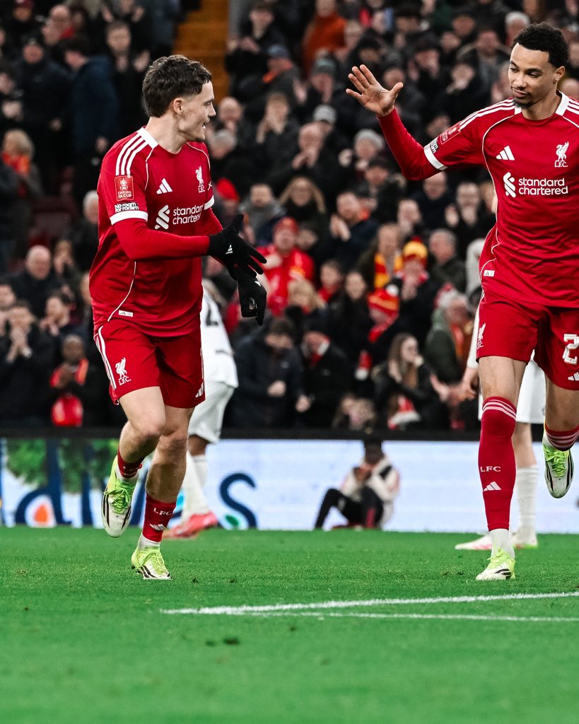 Florian Wirtz and Hugo Ekitike acelebrates after scoring (Photo Credit: Liverpool via X)