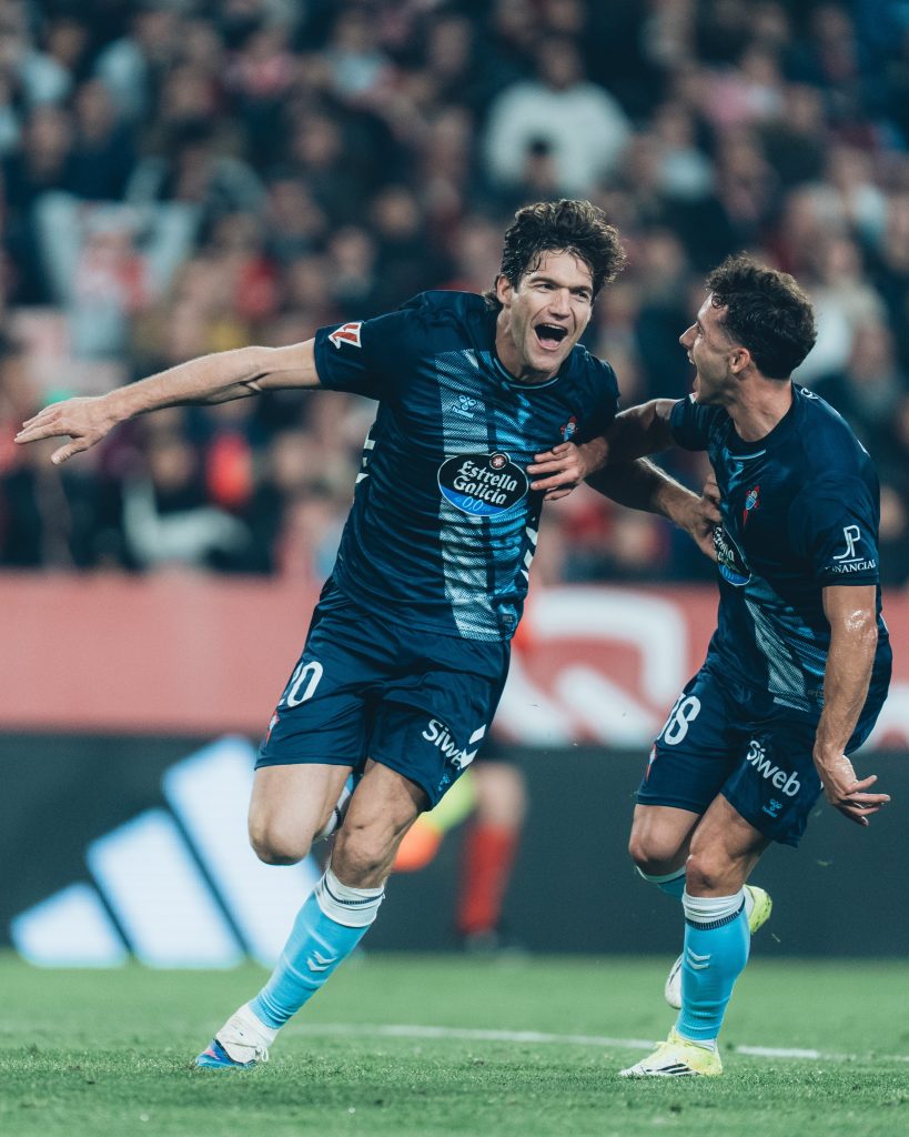 Marcos Alonso Celebrates after scoring (Photo Credit: Celta vigo via X)