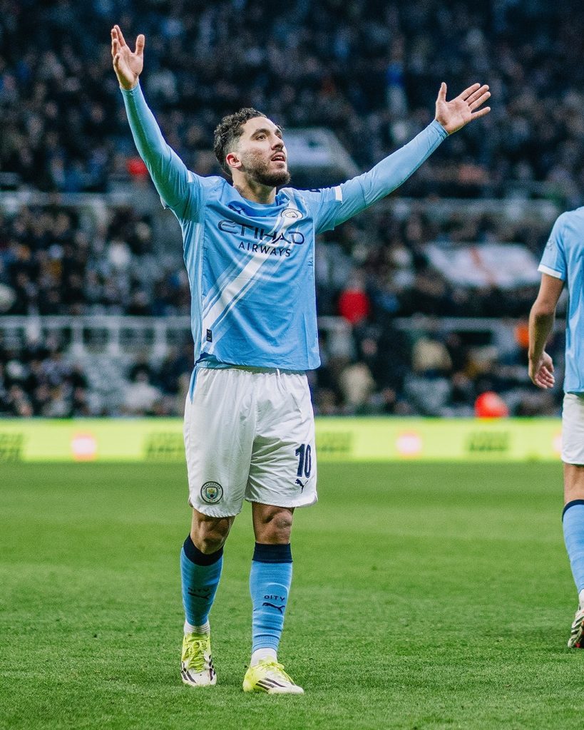 Rayan Cherki after scoring (Photo Credit: Manchester city X handle)