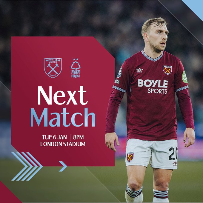 westham united vs nottingham forest. (photo credit: westham united via x)