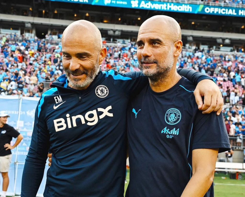 Enzo Maresca and Guardiola ( Photo Credit : Fabrizio Romano Via X )