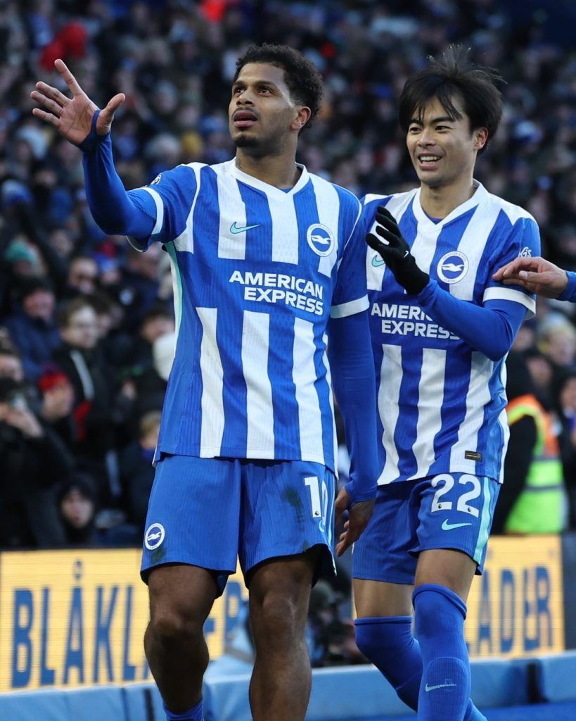 Georginio Rutter after scoring (Photo Credit: Brighton via X)