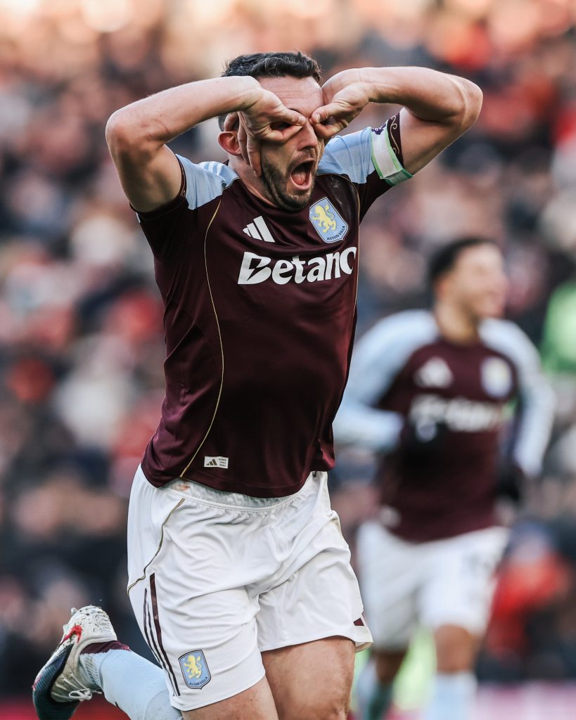 John McGinn celebrates after scoring his second goal (Photo Credit: Aston Villa via X)