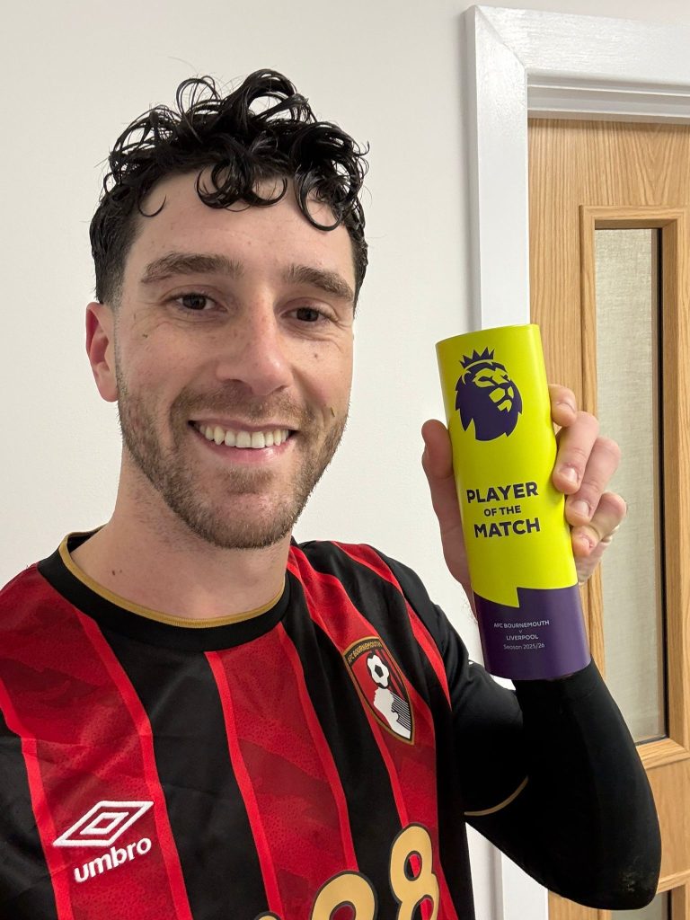 Sensei holding the player of the game award (Photo Credit: Bournemouth via X)