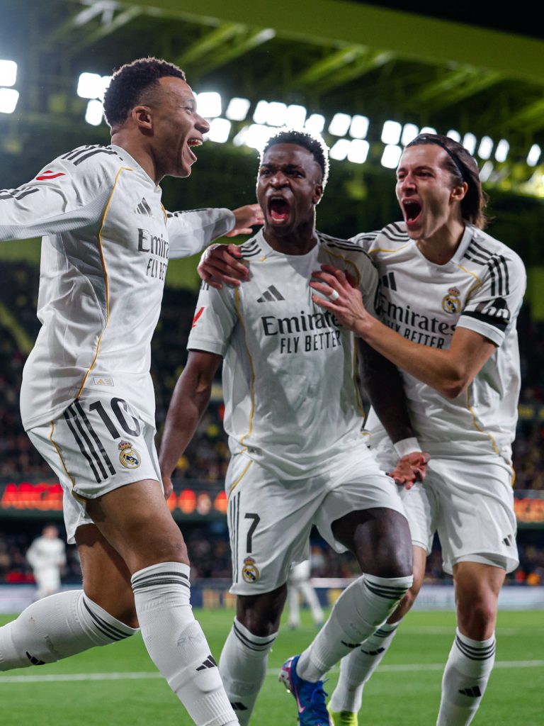 Kylian Mbappé, Vinicius Junior and Alvaro Carreras (Photo Credit: Real Madrid via X)