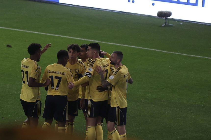 Al Nassr players celebrate after scoring (Photo Credit: Al Nassr via X)