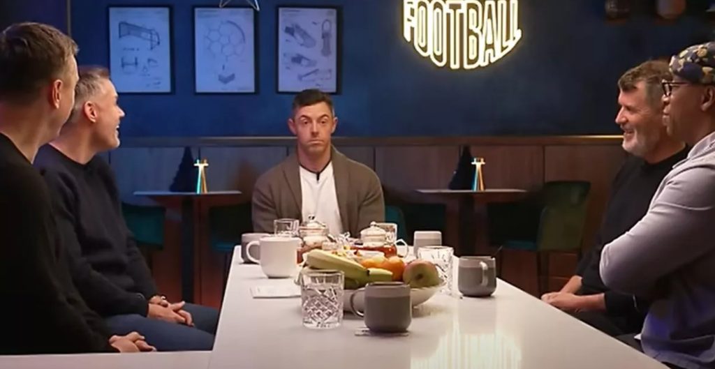 Gary Neville and Rory McIlroy on the overlap. (Photo Credit: Overlap Media).