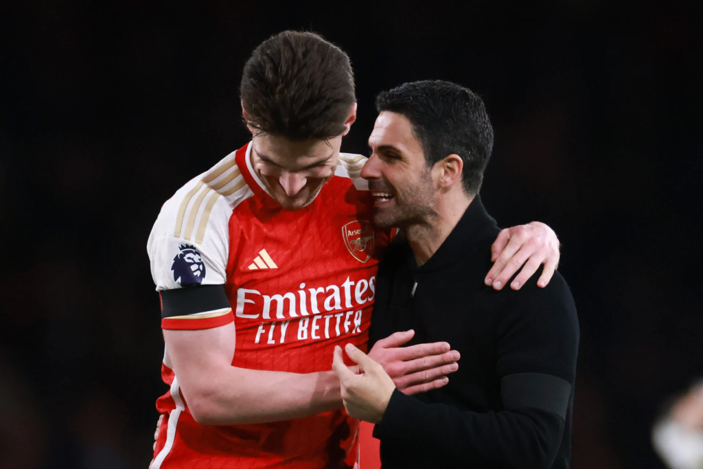 Mikel Arteta and Declan Rice (Photo Credit: Arsenal website)