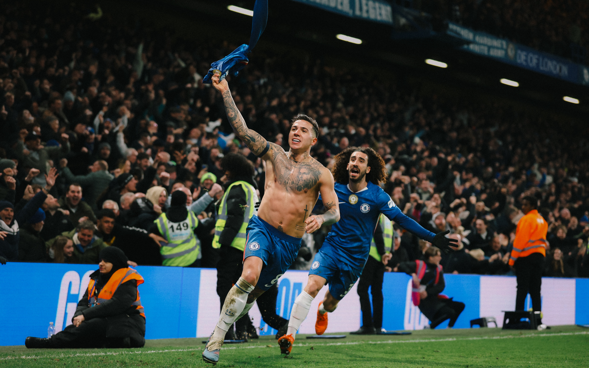 Enzo Fernandez after scoring winner against West Ham united (Photo Credit: Chelsea via X)
