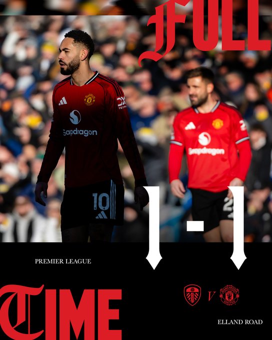 Leeds 1-1 Man United. (Photo Credit: Manchester United Media).