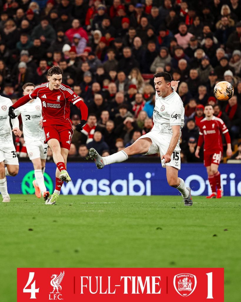 Liverpool Vs Barnsley (Photo Credit: Liverpool via X)