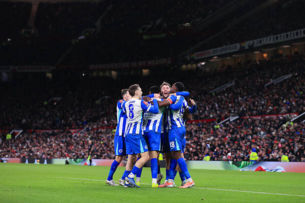 Brighton players celebrate after scoring (Photo Credit: Brighton via X)