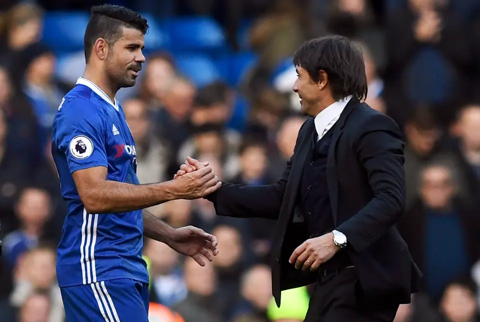 Diego Costa and Antonio Conte (Photo Credit: Chelsea website)