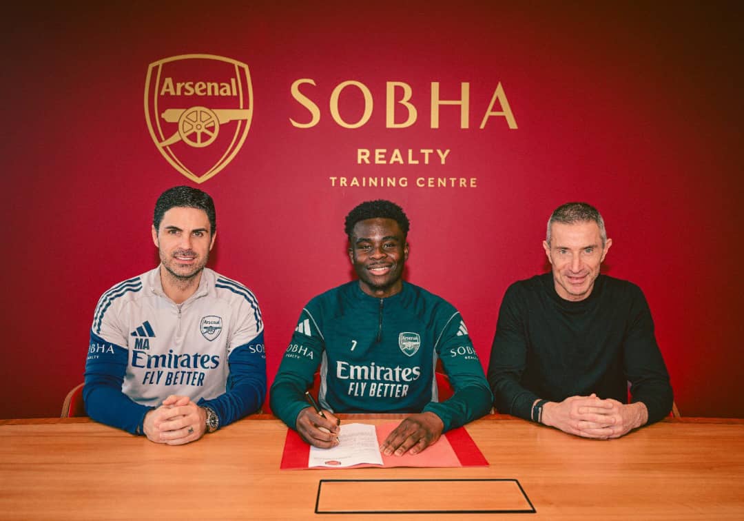 Bukayo Saka signs a new five-year Arsenal deal - Photo credit: Fabrizio Romano via X