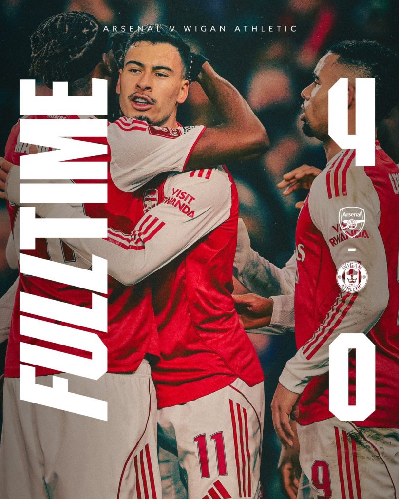 Arsenal Cruise Past Wigan 4–0 - Photo Credit : Arsenal, X