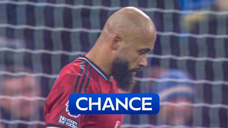 Bryan Mbeumo fires over the bar as Man Utd go close to opener against Everton as united win 1-0 - Photo Credit : Skysports