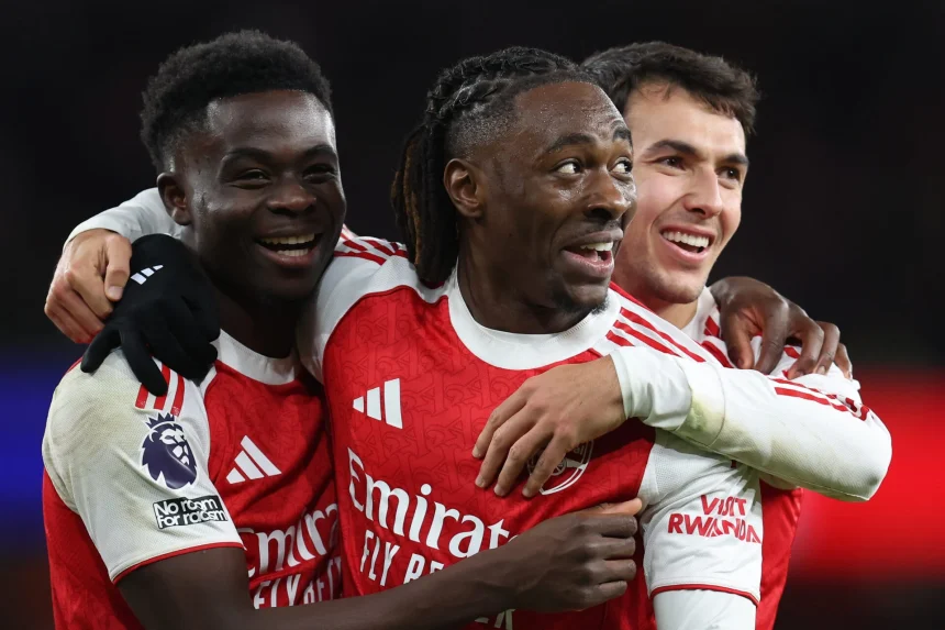 Bukayo Saka, Martin Ødegaard and Eberechi Eze - Photo Credit : Arsenalinsider