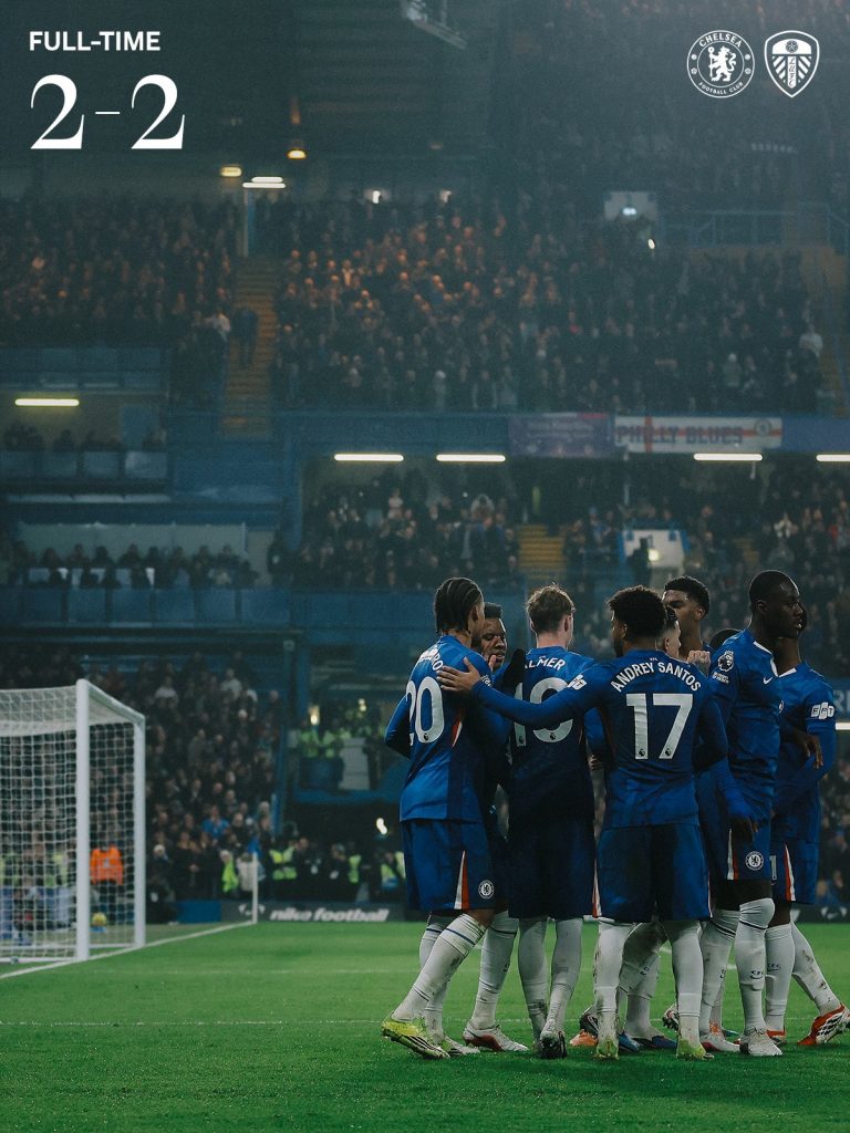 Chelsea 2 Leeds 2- Blues completely collapse and gift strugglers a lifeline through penalty and calamitous equaliser - Photo Credit : Chelsea, X