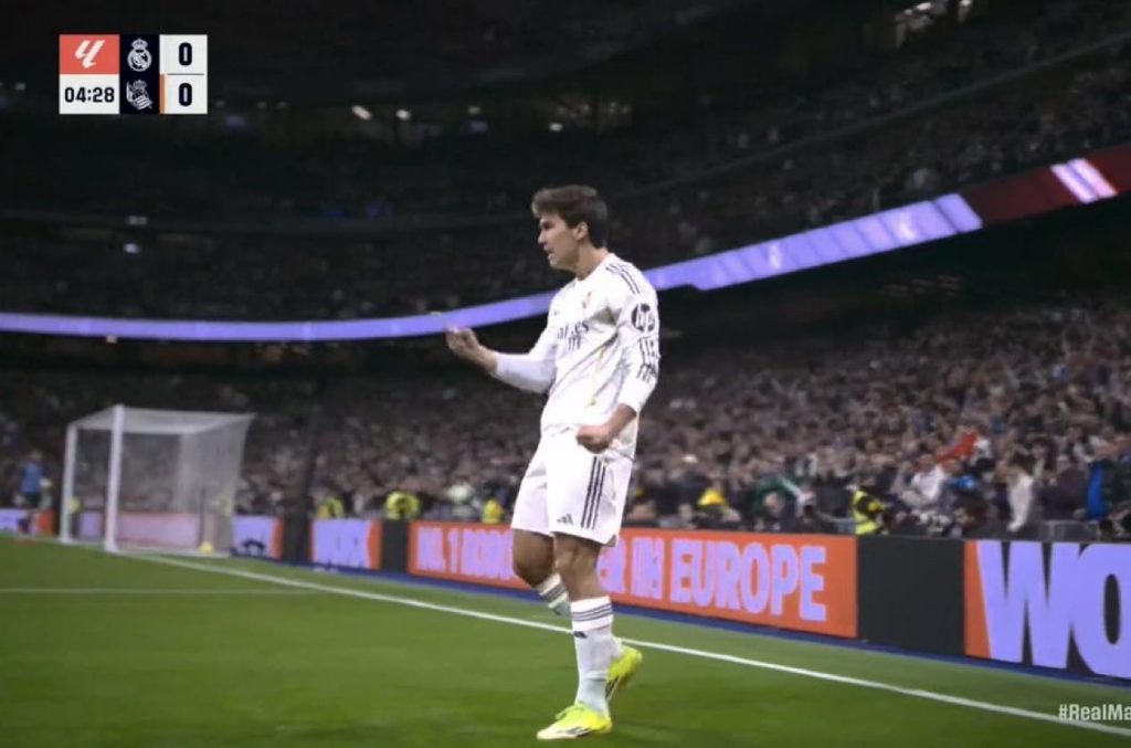 Gonzalo Garcia celebrates scoring against Real Sociedad in Madrid 4-1 win - Photo Credit : Beyound the Match, Facebook