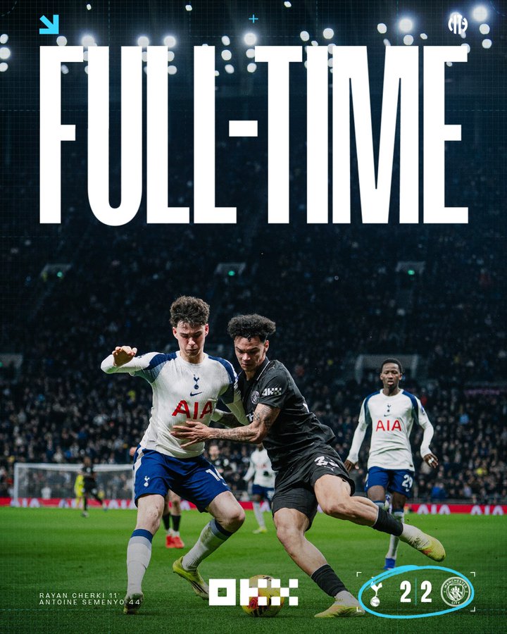 manchester city drew against tottenham. (photo credit: manchester city via x)