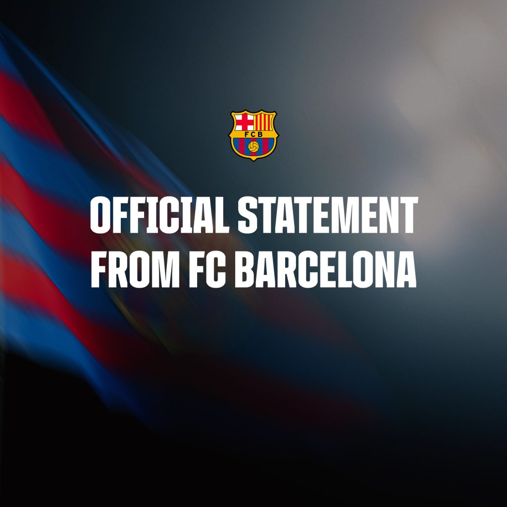 Official Barcelona statement-photo credit: FC Barcelona via X handle
