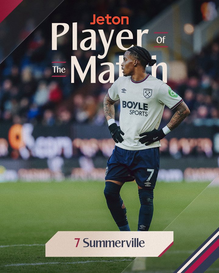summerville wins player of the match. (photo credit: westham united via x)