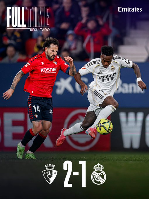 Real madrid1-2 Osasuna. (photo credit: Real madrid via x )