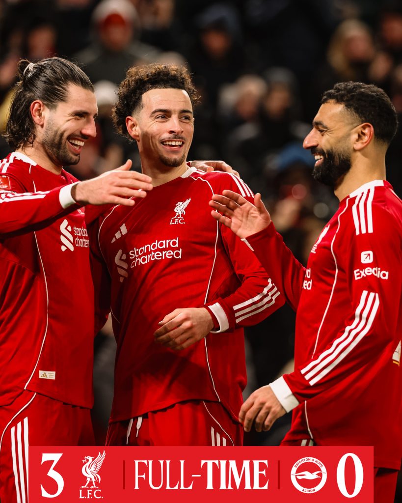 Liverpool FC delivered a commanding 3–0 victory over Brighton & Hove Albion - Photo Credit : Liverpool, X