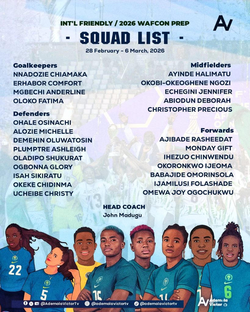 Madugu Names 25-Player Super Falcons Squad for Cameroon Friendlies - Photo Credit : Ademola Victor, X