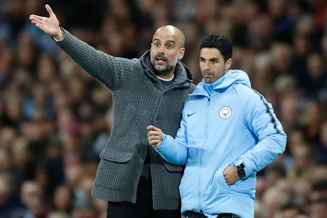 Mikel Arteta and Pep Guardiola - Photo Credit : Yahoo Sports