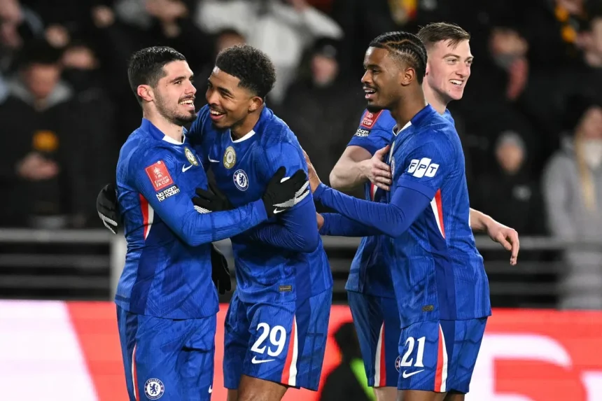 Pedro Neto Rejoicing as Chelsea thrash of Hull City 4:0 in FA Cup encounter - Photo Credit : Yahoo Sports