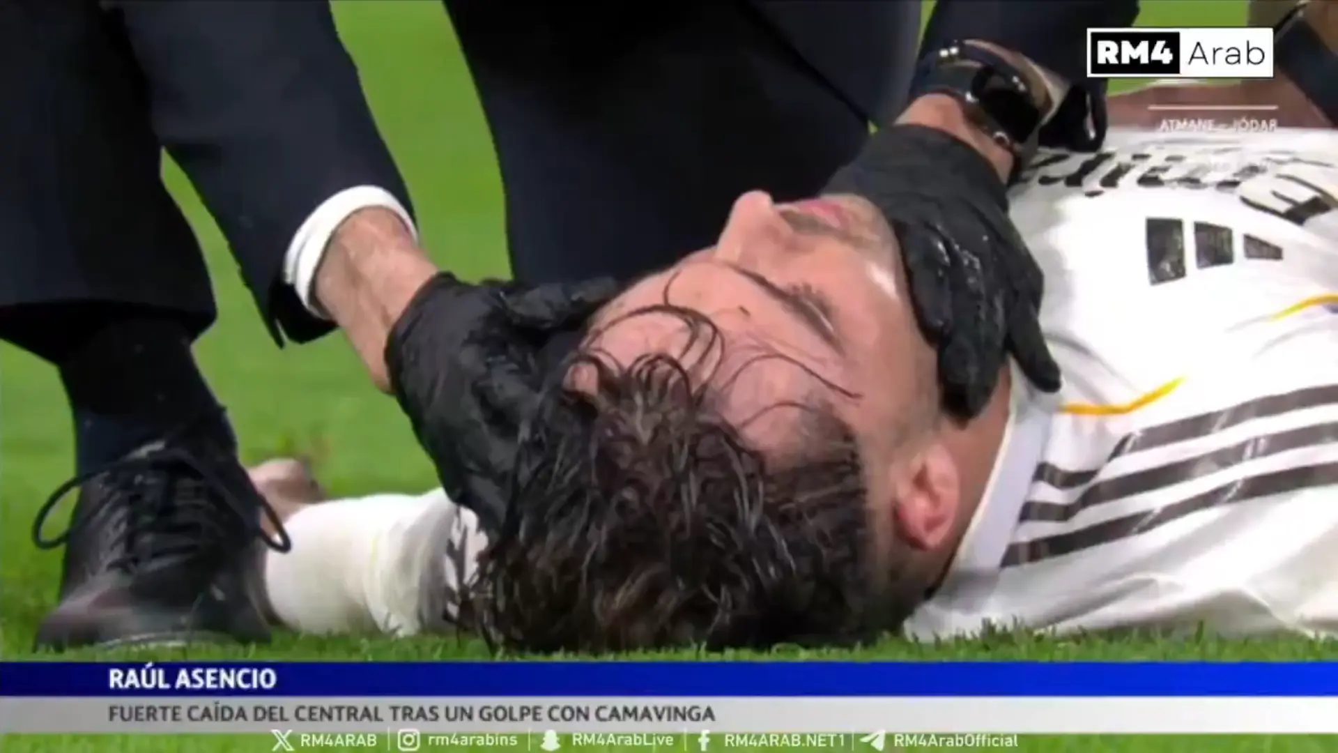 Raúl Asencio’s neck injury- Photo credit: footmundo via google