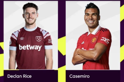 Declan Rice and Casemiro - Photo Credit : Premier League Taunts fans, Facebook