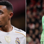 Trent Alexander-Arnold and Thibaut Courtois represenfing Real Madrid against benfica, in 2025/26 Champions league play off - Photo Credit : Softfootball Media