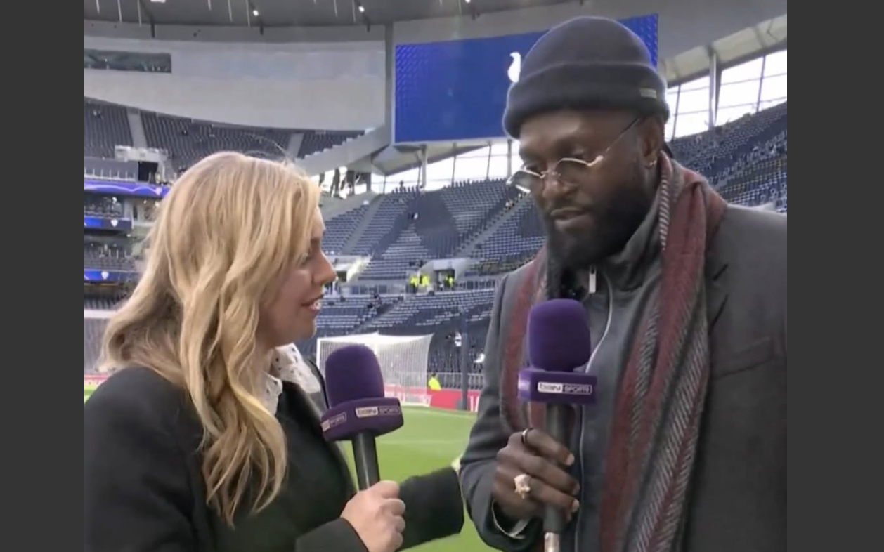 Emmanuel Adebayor stating that Manchester City, will win the Premier League based on the remaining fixtures compared to Arsenal - Photo Credit : Scorer Spark, Facebook