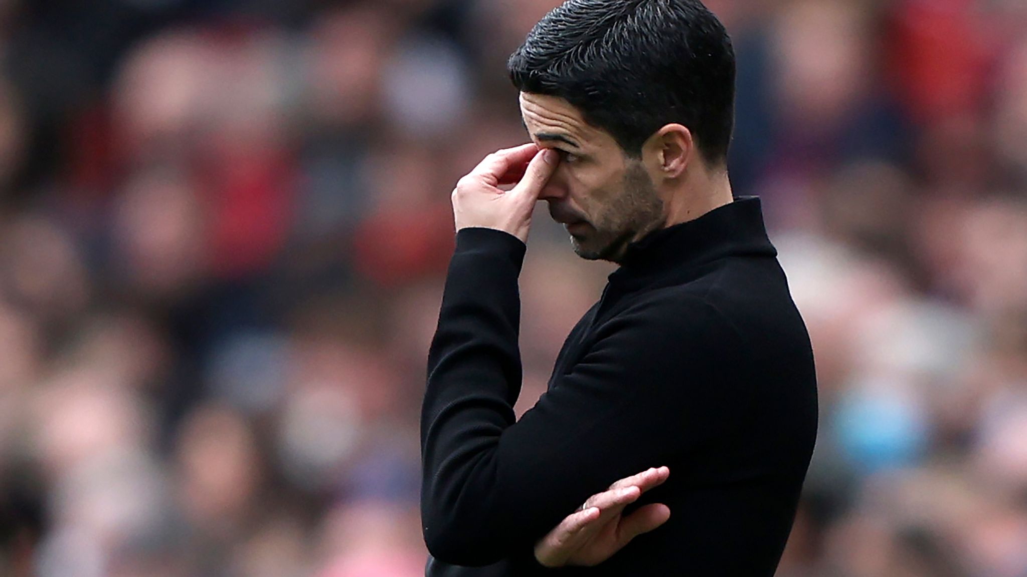 Mikel Arteta unhappy - Photo Credit - Skysports