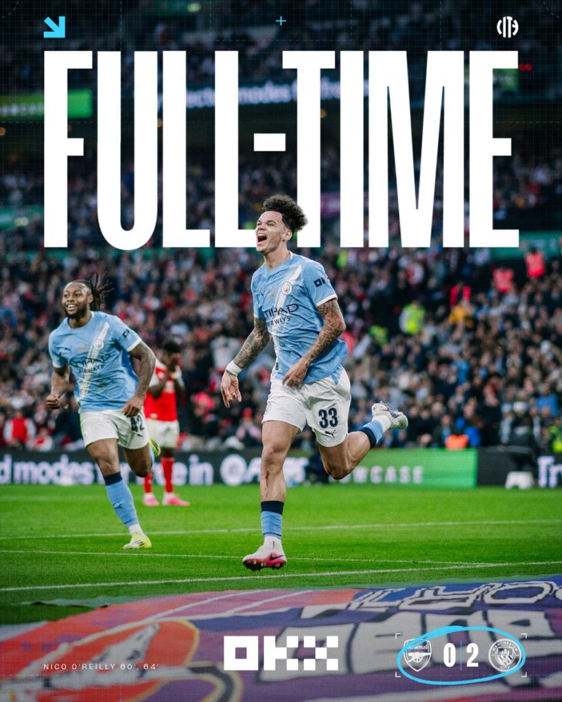 Man city beat arsenal 2-0 to win the carabao cup (photo credit: Manchester City)