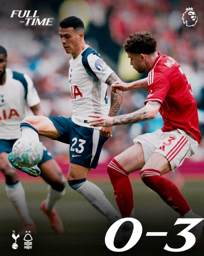Tottenham Hotspur suffered a damaging 3–0 home defeat to Nottingham Forest (photo credit: Tottenham Hotspur media)