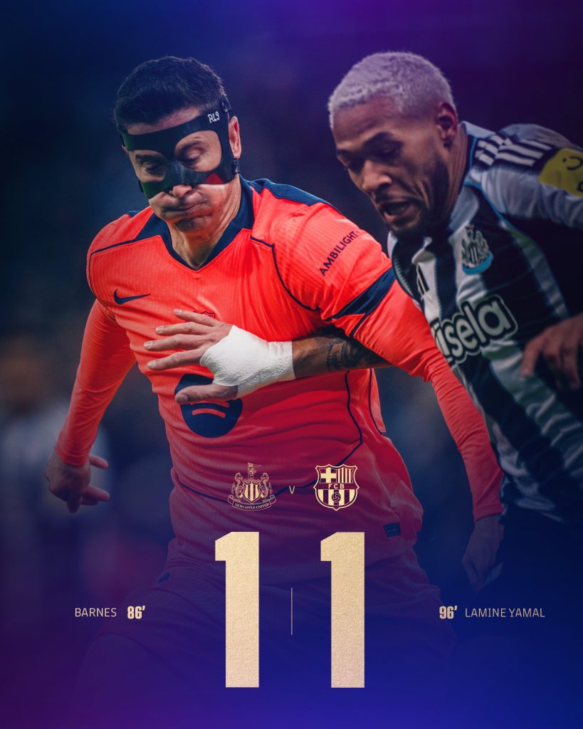 Barcelona’s 1–1 Draw With Newcastle - Photo Credit : Barcelona, X