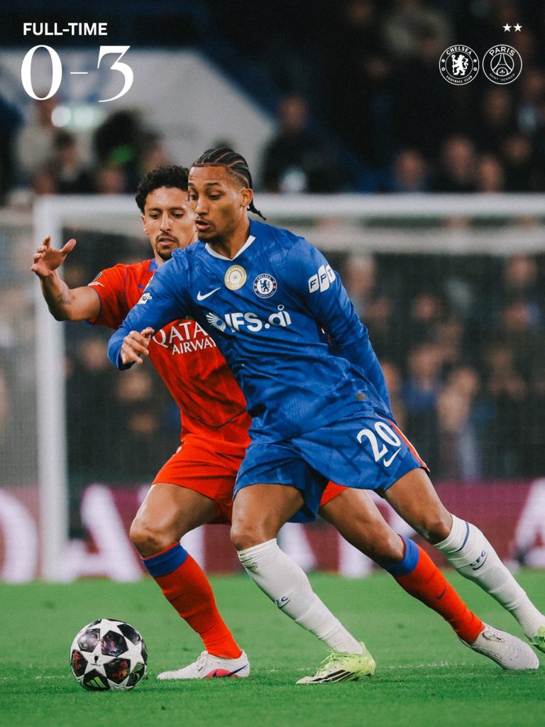 Chelsea Exit the 25:26 champions League as they lose 3-0 to PSG - Photo credit : Chelsea, X