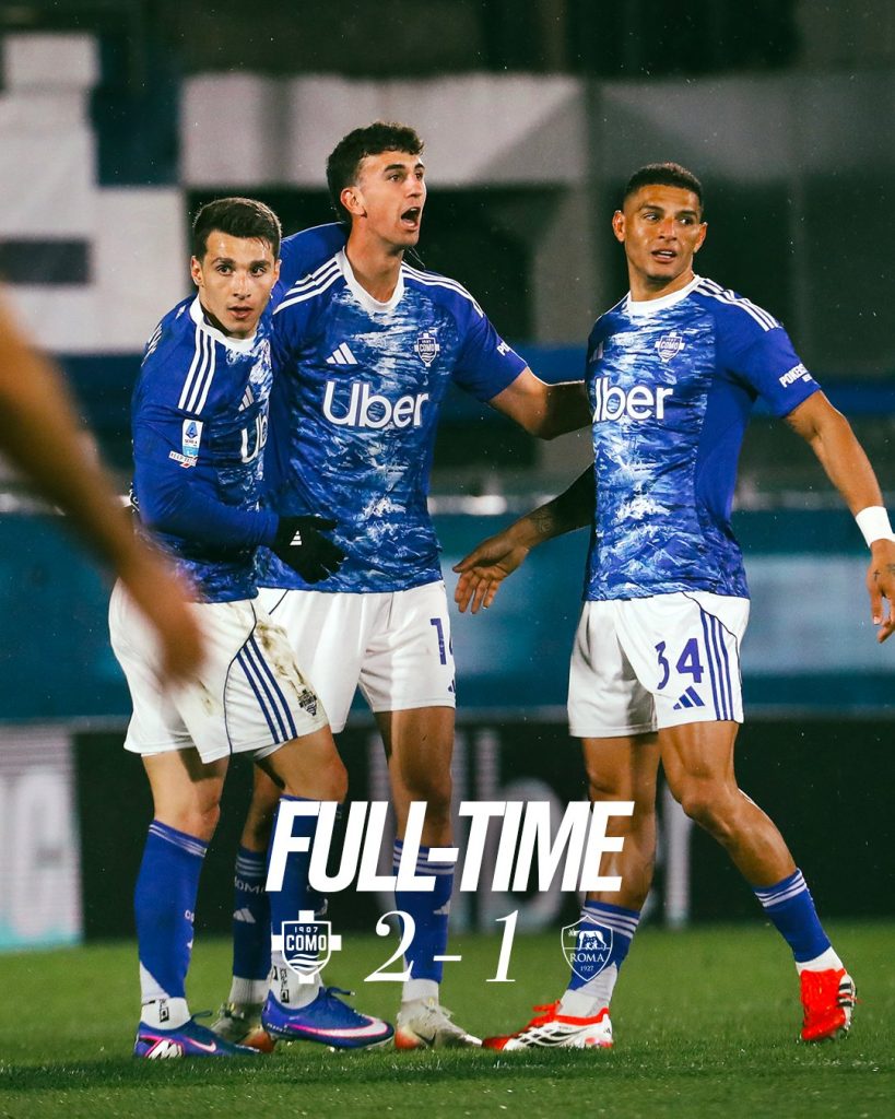 Como’s 2-1 victory over Roma on Sunday, 15 March 2026 - Photo Credit : Como1907, X